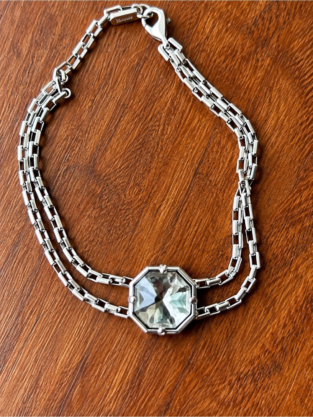 Baccarat Crystal L'Illustre Octagon Sterling Silver Multi-Chain Bracelet